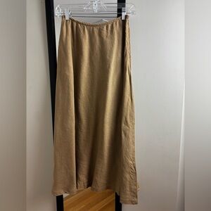 Muji Linen A-line Midi Skirt in tan Beige Women’s Classic flared skirt
